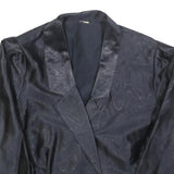 Womens Black Button Polyester Blend Cropped Jacket S Satin Effect Pattern