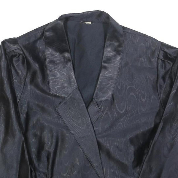 Womens Black Button Polyester Blend Cropped Jacket S Satin Effect Pattern