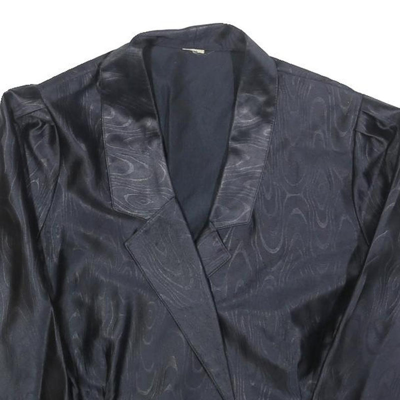 Womens Black Button Polyester Blend Cropped Jacket S Satin Effect Pattern
