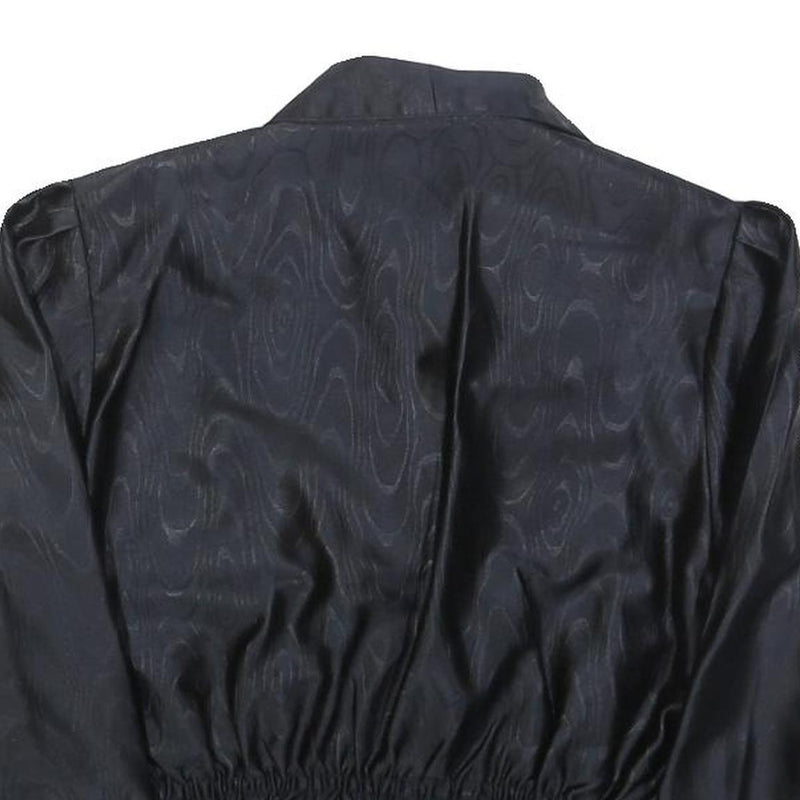Womens Black Button Polyester Blend Cropped Jacket S Satin Effect Pattern