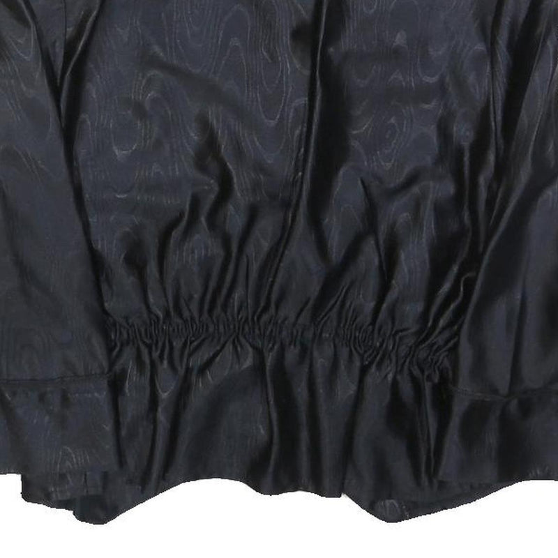 Womens Black Button Polyester Blend Cropped Jacket S Satin Effect Pattern