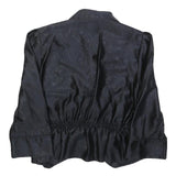 Womens Black Button Polyester Blend Cropped Jacket S Satin Effect Pattern