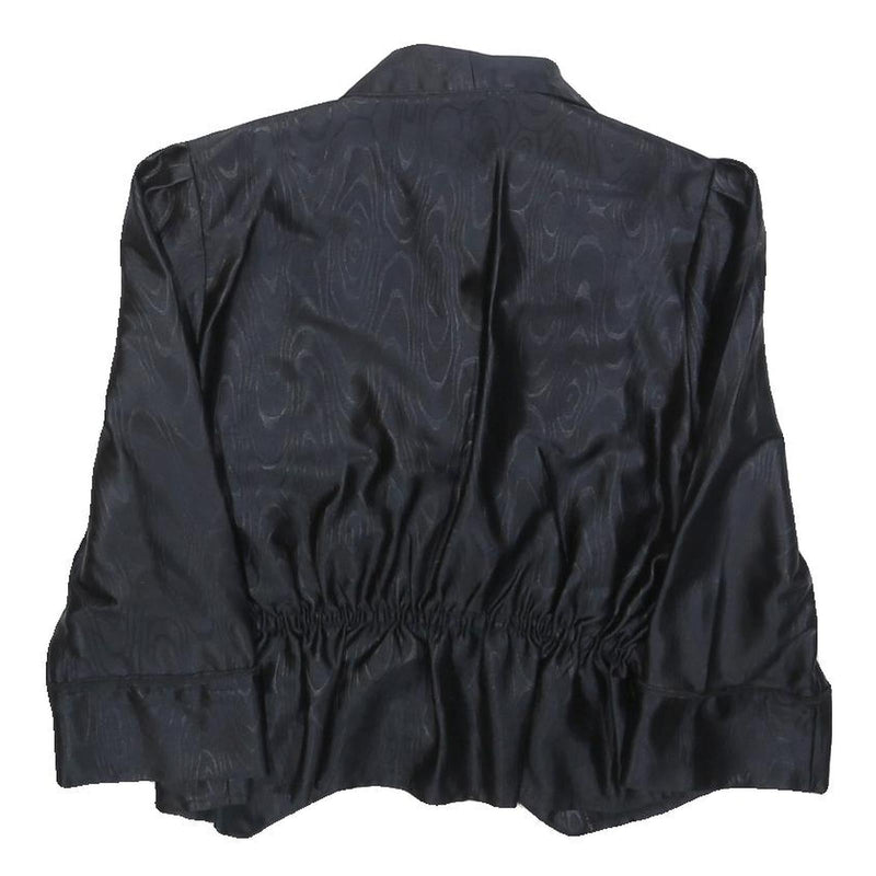 Womens Black Button Polyester Blend Cropped Jacket S Satin Effect Pattern