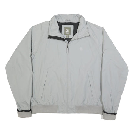 TIMBERLAND Mens Grey Nylon Zip Jacket 2XL Casual Outdoor Waterproof
