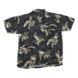 CLUB ROOM Mens Black & Beige Tropical Print Cotton Blend Shirt M Casual Summer
