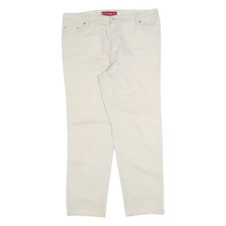 LEVI'S Womens Cotton Blend Beige Relaxed Straight Trousers W36 L28 Classic Style