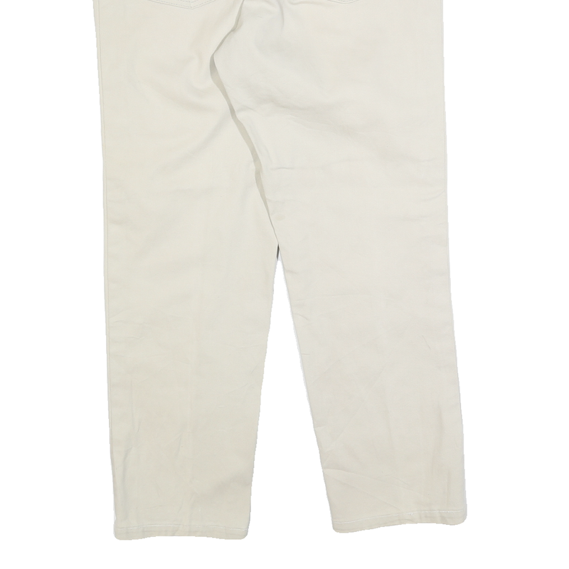 LEVI'S Womens Cotton Blend Beige Relaxed Straight Trousers W36 L28 Classic Style