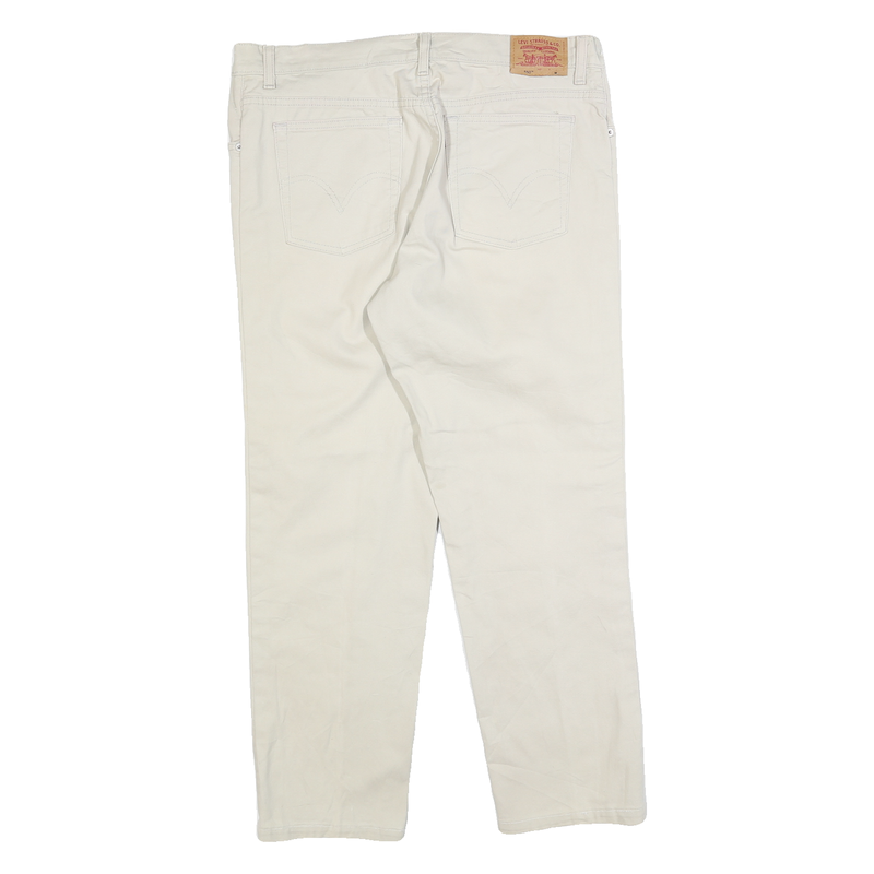 LEVI'S Womens Cotton Blend Beige Relaxed Straight Trousers W36 L28 Classic Style