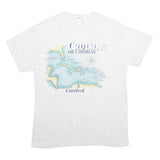 GILDAN Mens White Cruising The Caribbean Graphic T-Shirt M Short Sleeve Crew