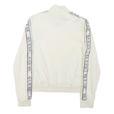GUESS Womens White Zip Jacket XS Polyester Blend Logo Tape Casual Sportswear