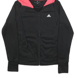 ADIDAS Womens Black & Pink Zip Up Hoodie S Cotton Blend Casual Sweatshirt