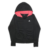 ADIDAS Womens Black & Pink Zip Up Hoodie S Cotton Blend Casual Sweatshirt