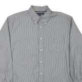 TOMMY HILFIGER Mens Black & White Stripe Shirt L Classic Button Down Collar