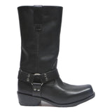 SPIRIT Mens Black Leather Biker Boots UK 9.5 Comfortable Stylish Footwear