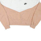 NIKE Womens White & Pink Crew Neck M Sweatshirt Cotton Blend Casual Pullover