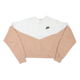 NIKE Womens White & Pink Crew Neck M Sweatshirt Cotton Blend Casual Pullover