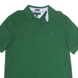 TOMMY HILFIGER Mens Green Polo Shirt XL Cotton Short Sleeve Plain Casual Top