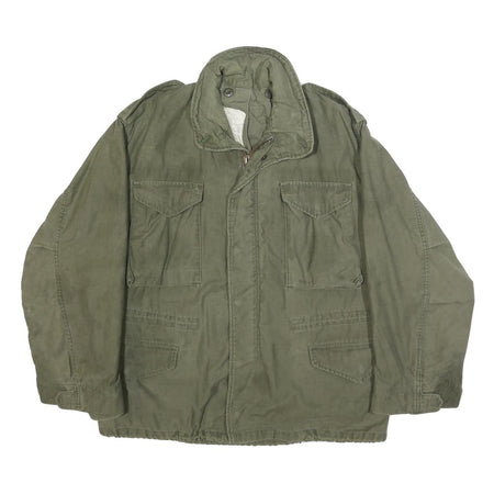 JOHN OWNBEY Mens Green Cotton Blend M Military Jacket Zip Classic Casual