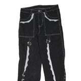 Womens Black Regular Fit Straight Cotton Blend Jeans W28 L27 Lace Trim Detailing