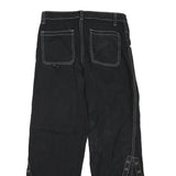 Womens Black Regular Fit Straight Cotton Blend Jeans W28 L27 Lace Trim Detailing