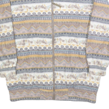 HABAND Womens Beige & Grey Patterned Zip Up Jacket M Polyester Soft Warm