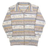 HABAND Womens Beige & Grey Patterned Zip Up Jacket M Polyester Soft Warm