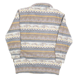 HABAND Womens Beige & Grey Patterned Zip Up Jacket M Polyester Soft Warm