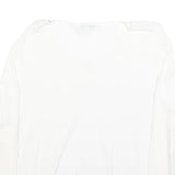 MY JEWELS Womens White Basic Long Sleeve V-Neck Top L Button Detail Lightweight