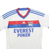 ADIDAS Boys White Blue Red Olympique Lyonnais Football Shirt 11-12Y Short Sleeve