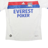 ADIDAS Boys White Blue Red Olympique Lyonnais Football Shirt 11-12Y Short Sleeve