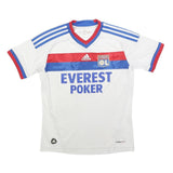 ADIDAS Boys White Blue Red Olympique Lyonnais Football Shirt 11-12Y Short Sleeve
