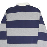 POLO RALPH LAUREN Mens Navy & Grey Rugby Stripe Long Sleeve Polo Shirt M Cotton
