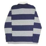 POLO RALPH LAUREN Mens Navy & Grey Rugby Stripe Long Sleeve Polo Shirt M Cotton