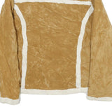 CHE-BELLA Womens Beige Velvet Zip Jacket Plain M Stylish Warm Casual