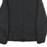 CASSIA Mens Black Quilted Jacket M Woven Zip Up Stylish Casual Outerwear