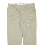 DICKIES Mens Cotton Blend Beige Regular Fit Straight Trousers W38 L28 Workwear