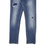 ICEBERG Womens Slim Blue Denim Stone Wash Jeans W28 L27 Distressed Zip