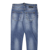 ICEBERG Womens Slim Blue Denim Stone Wash Jeans W28 L27 Distressed Zip