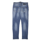 ICEBERG Womens Slim Blue Denim Stone Wash Jeans W28 L27 Distressed Zip