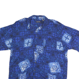 PURITAN Mens Blue Rayon Short Sleeve Shirt L Patterned Button Collar Summer