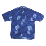 PURITAN Mens Blue Rayon Short Sleeve Shirt L Patterned Button Collar Summer