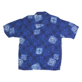 PURITAN Mens Blue Rayon Short Sleeve Shirt L Patterned Button Collar Summer