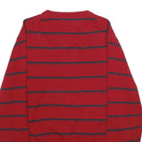 TOMMY HILFIGER Mens Red & Navy Striped Patterned V-Neck Plain Basic Knit L