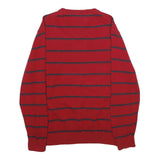 TOMMY HILFIGER Mens Red & Navy Striped Patterned V-Neck Plain Basic Knit L