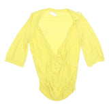 ALL SAINTS Womens Yellow Basic Top 3/4 Sleeve Round Neck S Lightweight Casual