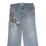 B&H Womens Jeans Blue Regular Straight Denim Light W31 L29 Floral Embroidered