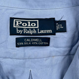 Caldwell Polo By Ralph Lauren Short Sleeve Shirt - Large Blue Silk Blend