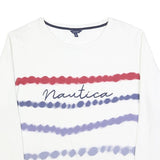 NAUTICA Womens White Blue Red Sweatshirt Crew Neck XL Cotton Blend Casual