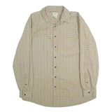 LL BEAN Mens Beige Checked Cotton Shirt L Casual Classic Button-Down Long Sleeve