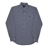 Slim Fit Ralph Lauren Checked Shirt - Medium Blue Cotton